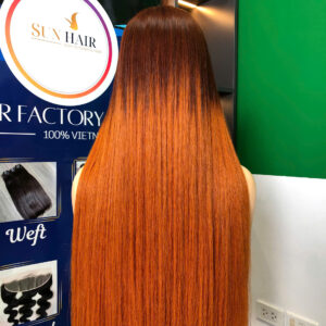 Ombre brown color bone straight wig