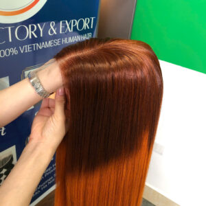 Alternative view of Ombre brown color bone straight wig