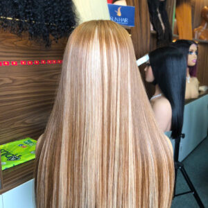 Piano light brown color bone traight wig with bang