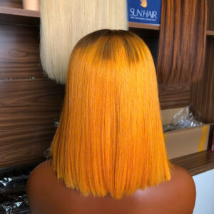 Alternative view of Ombre Orange Color Bob Wig – 100% Human Hair Wig from Vietnam | Sun Hair