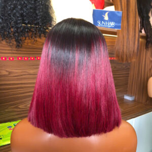 Alternative view of Ombre Burgundy Color Bob Wig – 100% Human Hair Wig from Vietnam | Sun Hair
