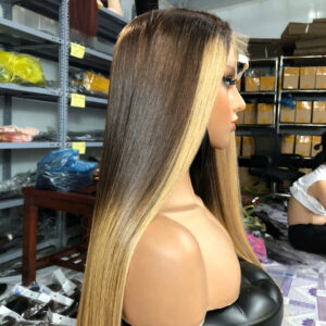 Alternative view of Silky Bone Straight Wig 26’’ – Ombre Brown Blonde color | 100% Raw Vietnamese Hair from Sun Hair