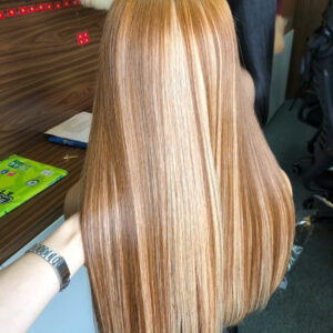 Piano light brown color bone traight wig with bang