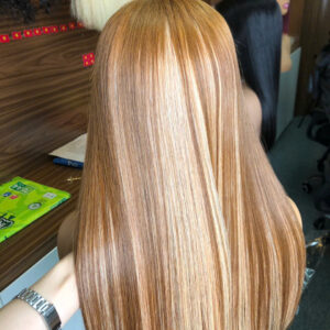 Piano light brown color bone traight wig with bang