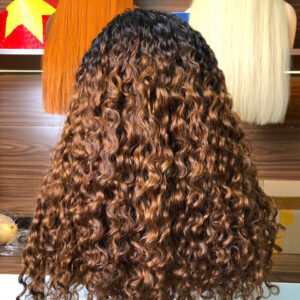 Alternative view of Ombre Brown Color Burmese Curly Wig – 100% Human Hair Wig from Vietnam | Sun Hair