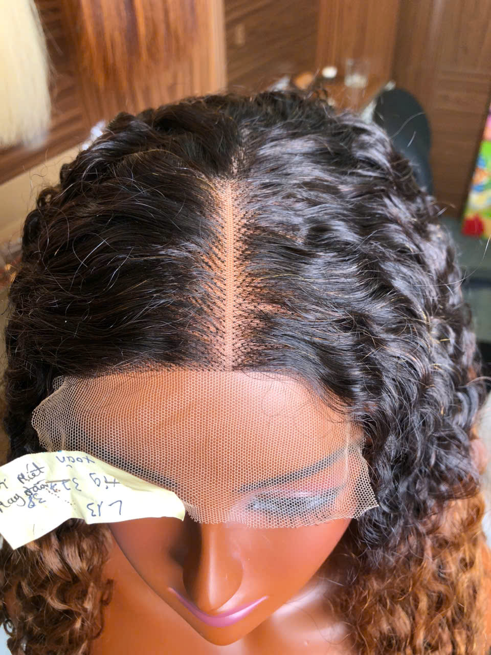 Ombre Brown Color Burmese Curly Wig – 100% Human Hair Wig from Vietnam | Sun Hair - Image 3