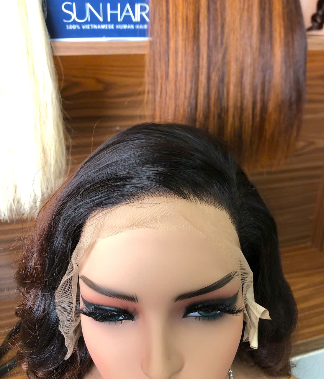 Ombre Brown Color Curly Wig – 100% Human Hair Wig from Vietnam - Image 4