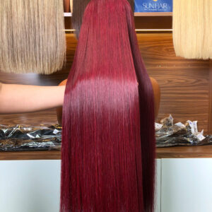 Burgundy Color Bone Straight Wig – 100% Raw Vietnames hair From Sun Hair