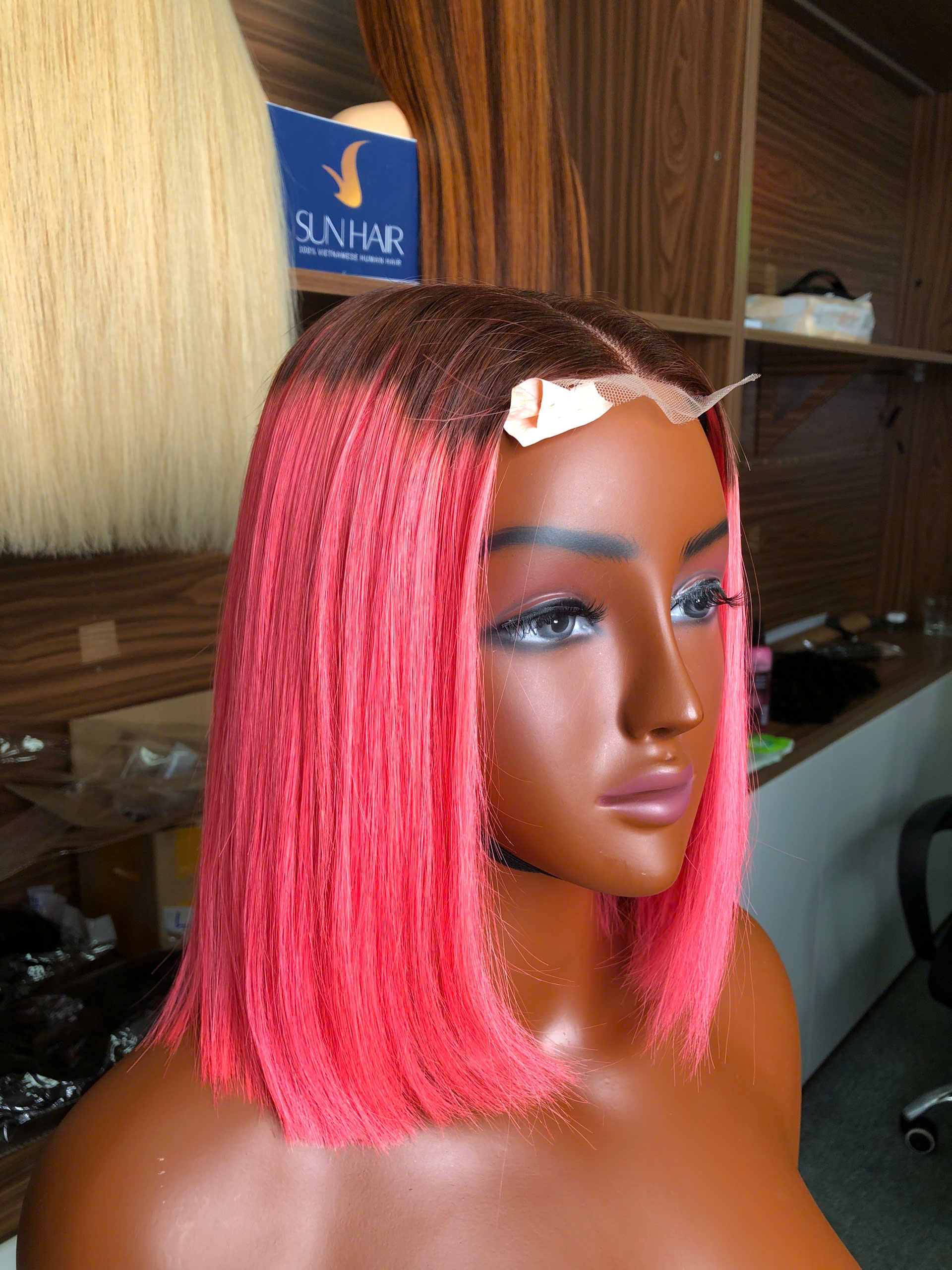 Ombre Pink Color Bob Wig – 100% Human Hair Wig from Vietnam | Sun Hair