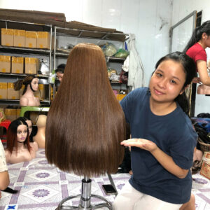 Brown Color Bone Straight Wig – 100% Raw Vietnames hair From Sun Hair