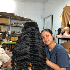 Natural Black Color Deep Wave Wig – 100% Raw Vietnames Hair From Sun Hair