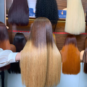 Alternative view of Ombre Brown Blonde Color Bone Straight Wig – 100% Raw Vietnames Hair From Sun Hair