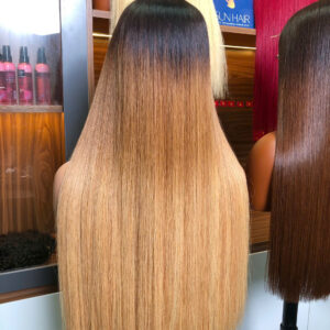 Ombre Brown Blonde Mix 3 Color Bone Straight Wig – 100% Raw Vietnames Hair From Sun Hair