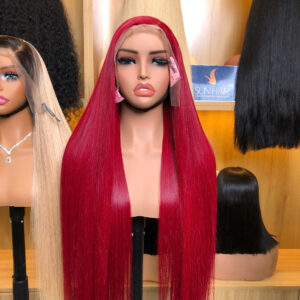Alternative view of Red Color Bone Straight Wig – 100% Raw Vietnames Hair From Sun Hair