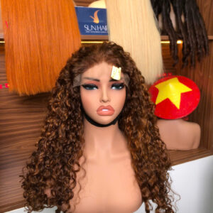 Piano Brown Color Burmese Curly Wig – 100% Raw Vietnames hair From Sun Hair