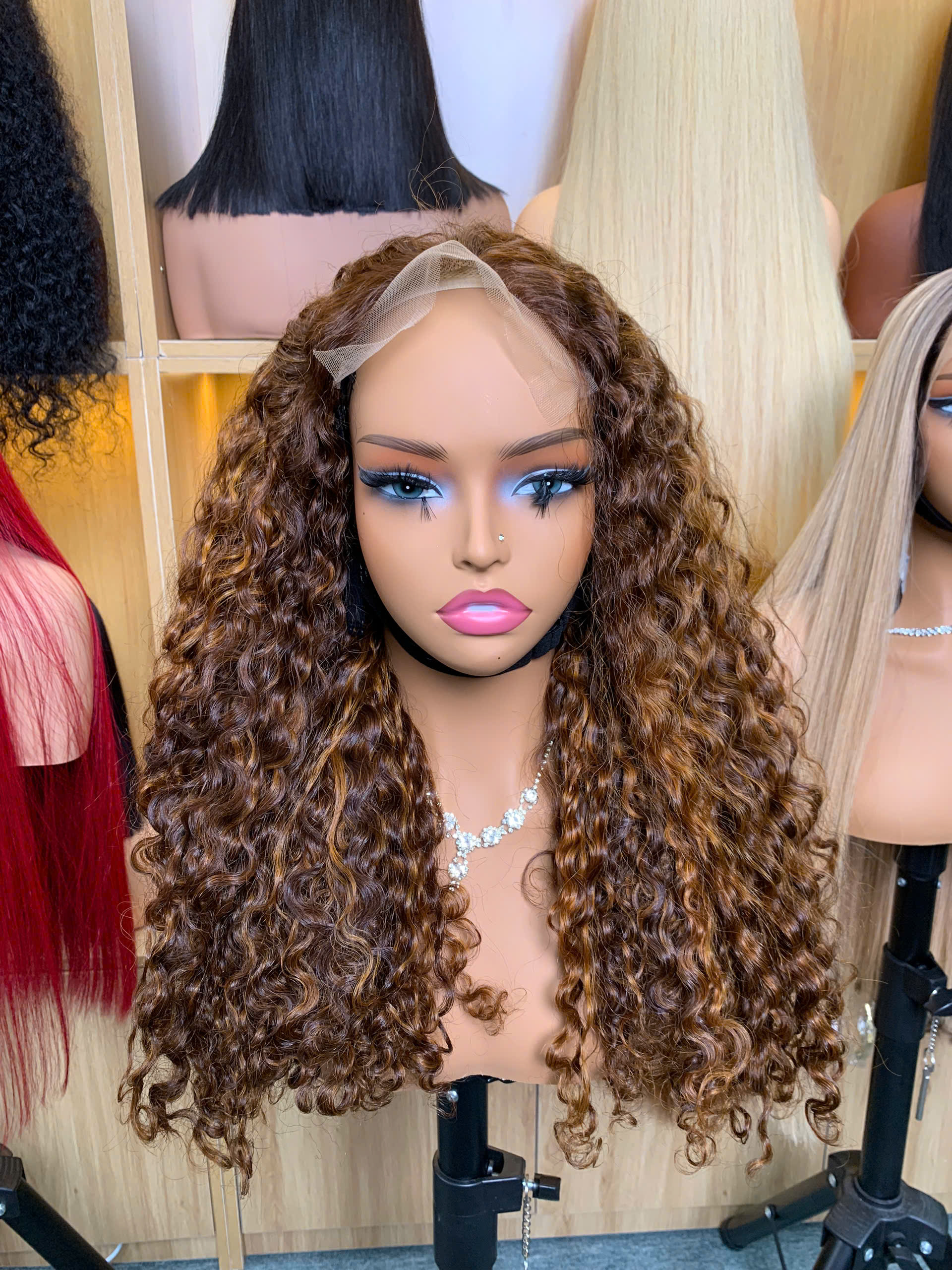 Piano Brown Color Burmese Curly Wig – 100% Raw Vietnames hair From Sun Hair - Image 5