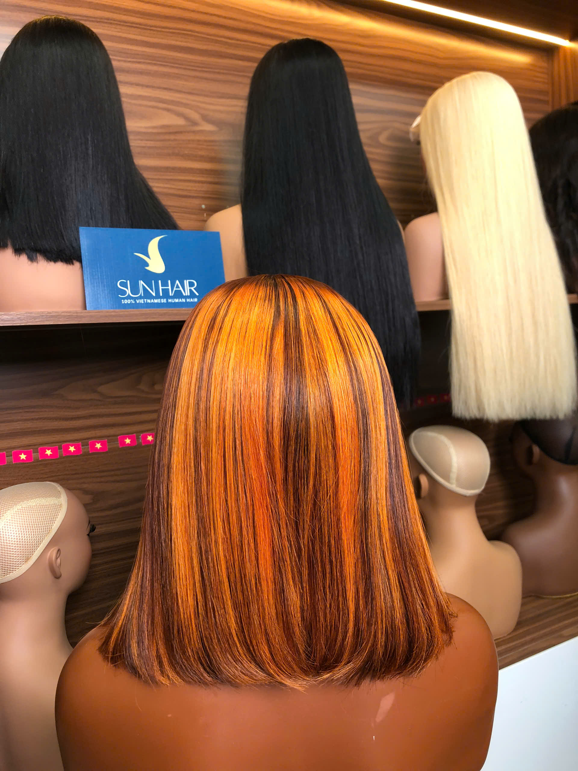 Bone Straight Wig 10’’ – Piano Orange Color | 100% Raw Vietnamese Hair from Sun Hair
