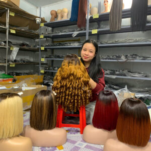 Bouncy Curly Wig 30’’ – Ombre Orange Color | 100% Raw Vietnamese Hair from Sun Hair