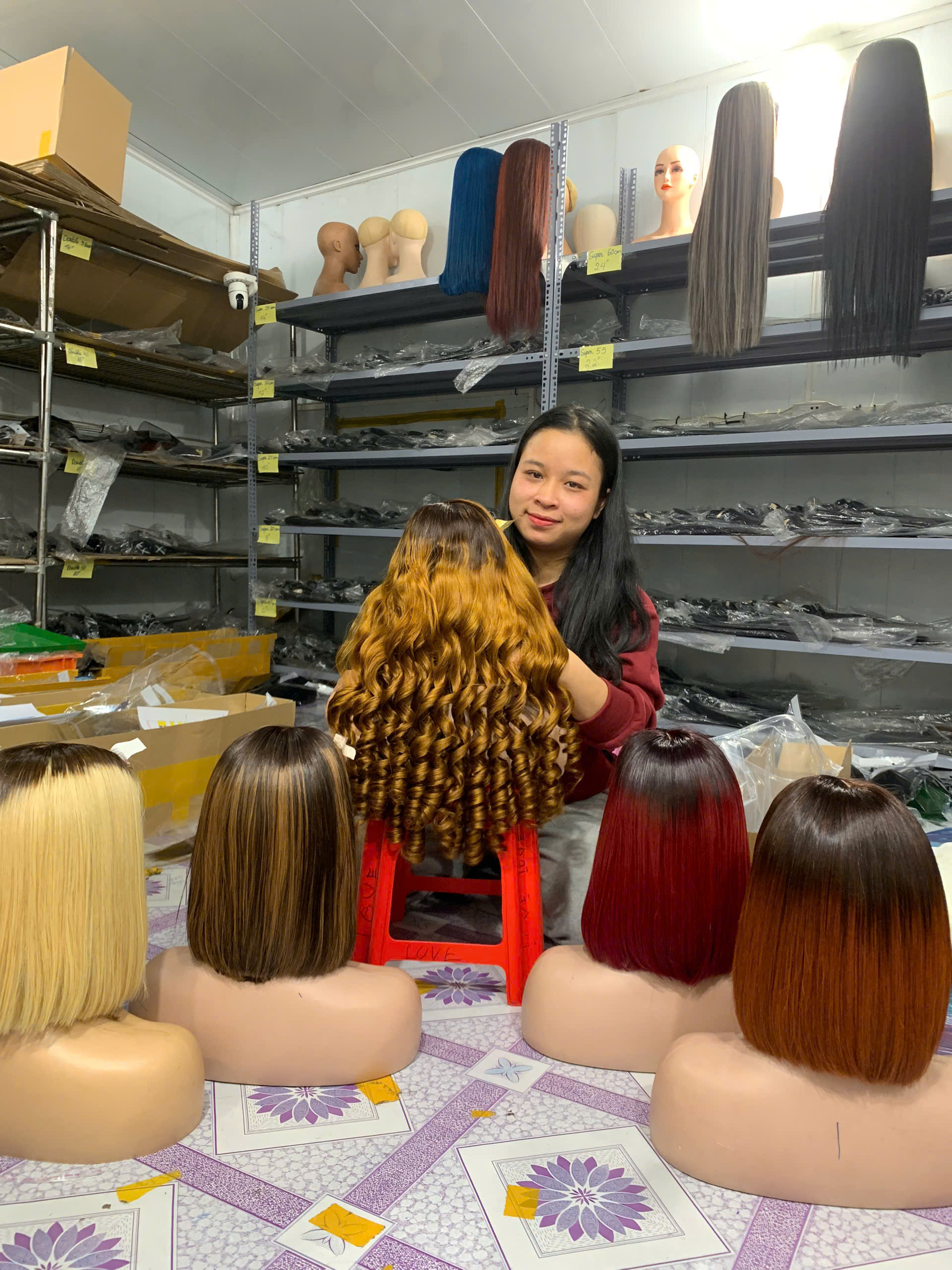 Bouncy Curly Wig 30’’ – Ombre Orange Color | 100% Raw Vietnamese Hair from Sun Hair