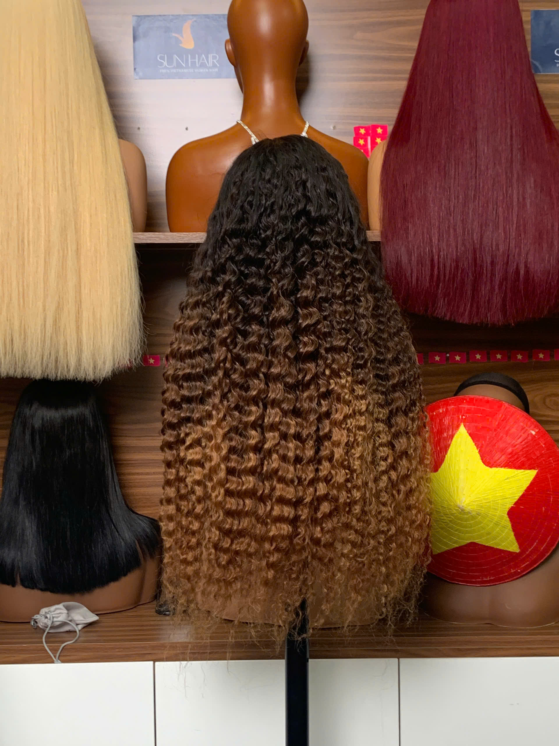 Burmese Curly Wig 28’’ – Mix 3 Color | 100% Raw Vietnamese Hair from Sun Hair - Image 2