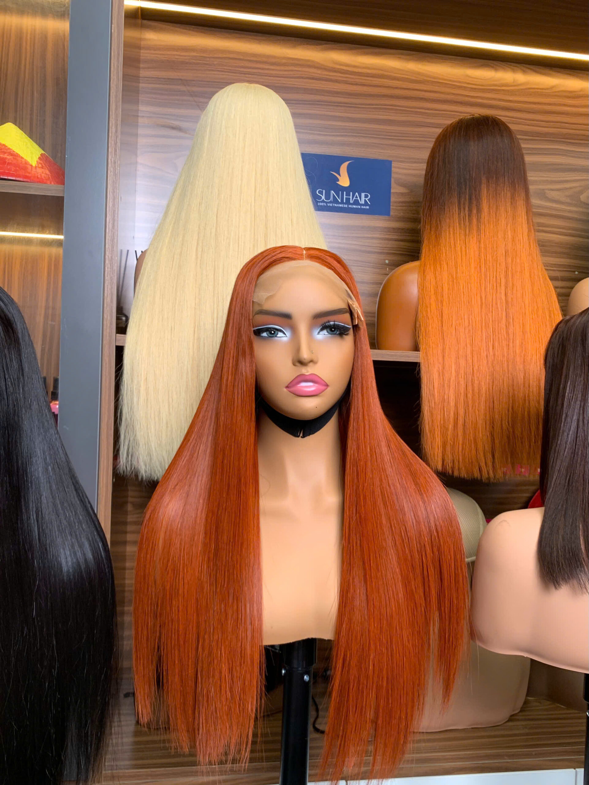 Bone Straight Wig 22’’ – Orange Color | 100% Raw Vietnamese Hair from Sun Hair