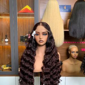 Deep Wave Wig 28’’ – Ombre Brown Color | 100% Raw Vietnamese Hair from Sun Hair